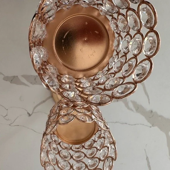 Rose Gold Candlestick centerpieces candle holders - PAIR - Picture 5 of 6